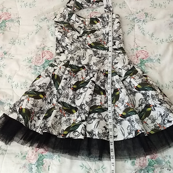 Festive Black White Print Halter Dress - Picture 10 of 13